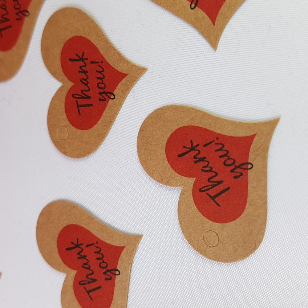 50 pcs Kraft Heart Tags 1.5"X1.25"in and Rope